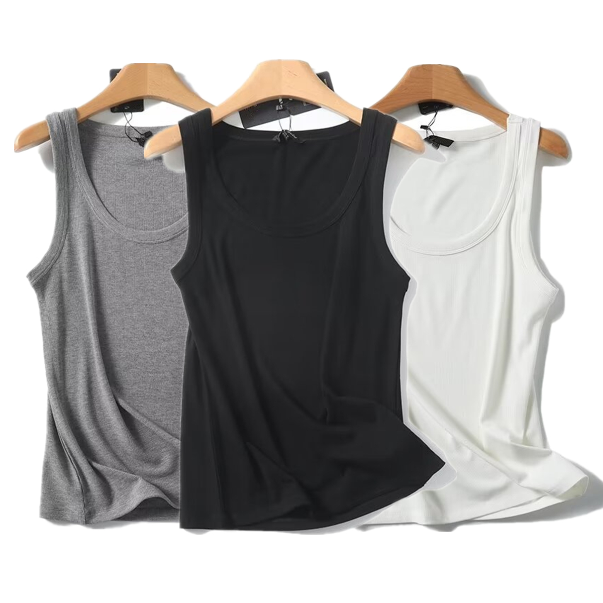 Tank Top Ribbed - Maxdutti solide Slim Fit Sommer T-Shirts